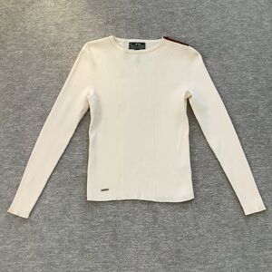 Lauren Ralph Lauren Cream Ribbed Crewneck Sweater Sz. M
